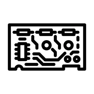 Circuit board ai integration line icon vector illustration Stock Illustration