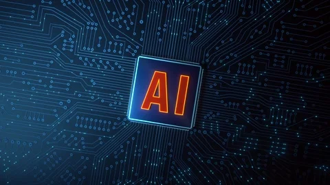 Circuit board, AI processor (artificial intellignece), motherboard, big data. Stock Footage 333975950