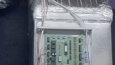 Circuit Board for Air Handler Unit (AHU) with blinking lights Stock Footage 154755411
