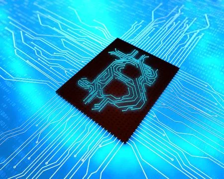 Circuit Board and Bitcoin, Electronic Network Fintech 스톡 일러스트