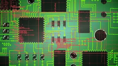Circuit board and codes Stock Footage 107679220