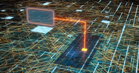 Circuit board and current data, data background, 3d rendering. Stock Footage 126776689