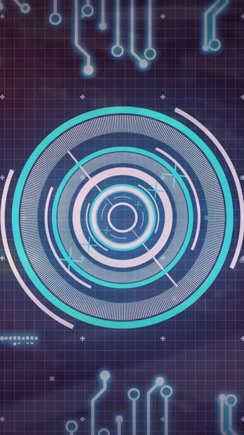 Circuit board and digital target animation over grid background Stock Footage 323248259