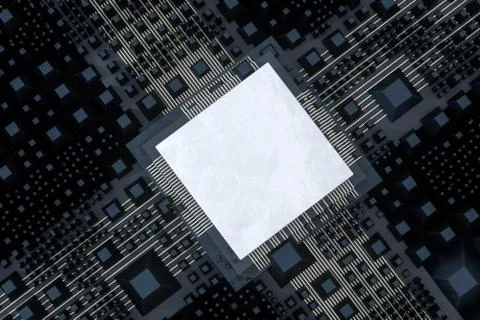 Circuit board and electronic lines background, 3d rendering. Illustrazione stock