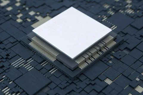 Circuit board and electronic lines background, 3d rendering. Illustrazione stock