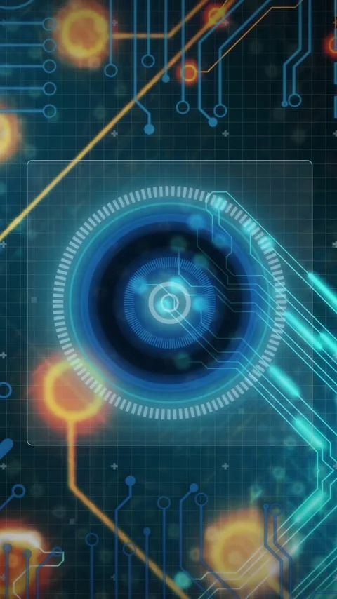Circuit board and glowing nodes, futuristic technology animation Stock Footage 320093903