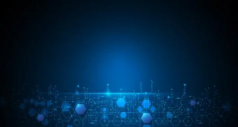 Circuit board and hexagons background Stock Illustration