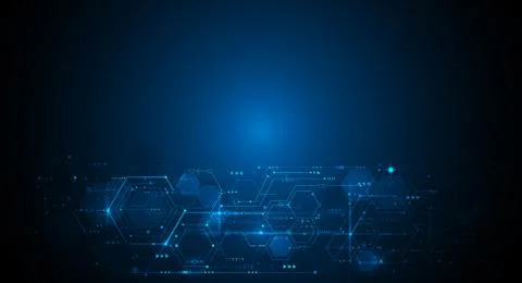 Circuit board and hexagons background Stock Illustration