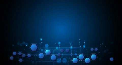 Circuit board and hexagons background Stock Illustration