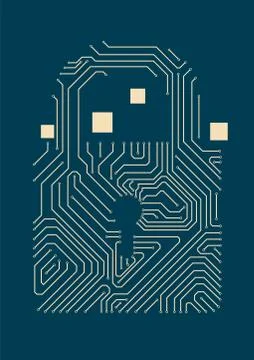 Circuit board and lock, electronic technology network data Stock Illustration
