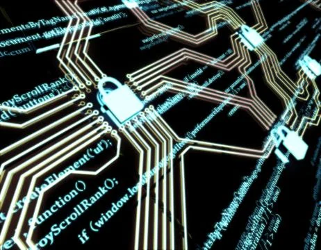 Circuit board and lock, network data security protection Illustrazione stock