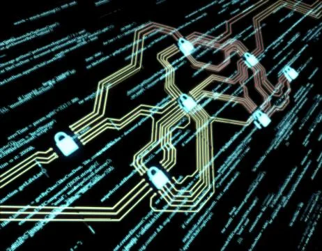 Circuit board and lock, network data security protection Illustrazione stock