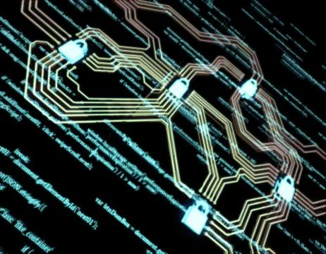 Circuit board and lock, network data security protection Illustrazione stock