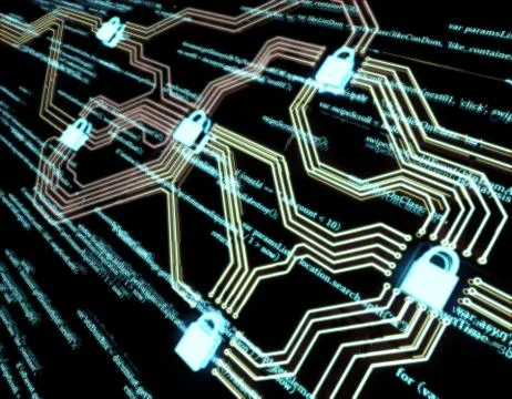 Circuit board and lock, network data security protection Stock Illustration