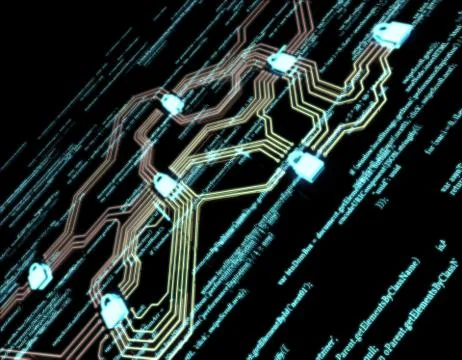 Circuit board and lock, network data security protection Stock Illustration