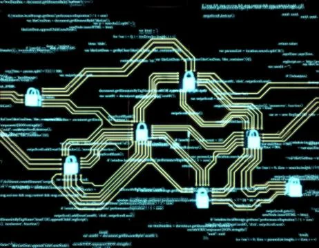 Circuit board and lock, network data security protection Illustrazione stock