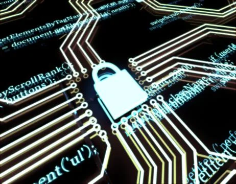 Circuit board and lock, network data security protection Illustrazione stock
