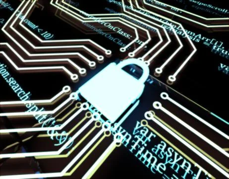 Circuit board and lock, network data security protection Illustrazione stock