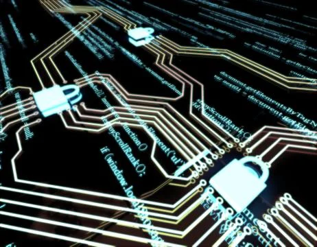 Circuit board and lock, network data security protection Illustrazione stock