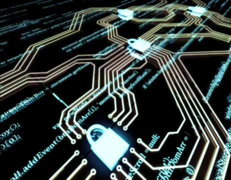 Circuit board and lock, network data security protection Stock Illustration