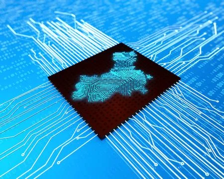 Circuit board and map of China, electronic network technology Stock Illustration