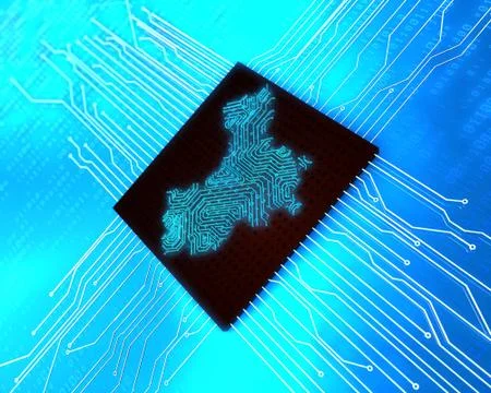 Circuit board and map of China, electronic network technology Stock Illustration