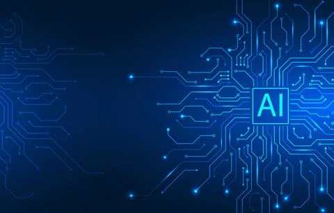 Circuit Board and Network Technology. Design for artificial intelligence di.. Stock Illustration