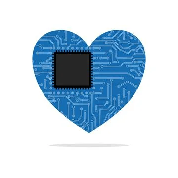 The circuit board and the processor in the heart. Vector illustration eps fil Stock Illustration