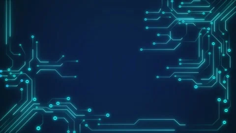 Circuit board animation with blue data nodes and lines. Circuit board micro.. Stock Footage 341127987