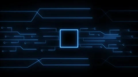Circuit board animation with blue neon glow. Circuit board digital technolo.. Stock Footage 337022355