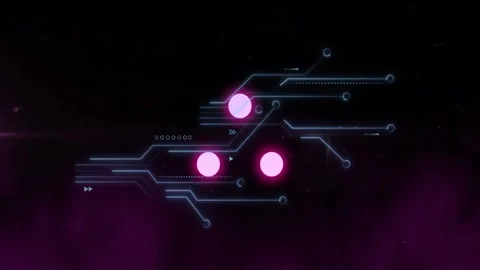 Circuit board animation with glowing pink nodes over dark background Stock Footage 330337284