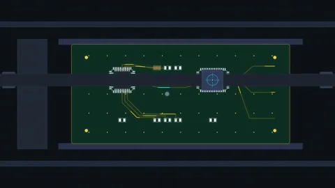 Circuit board animation with microchips and electronic components 스톡 동영상 347245119