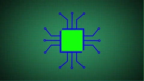 Circuit board animation showing chip technology. cpu processing data for co.. Stock Footage 341229050