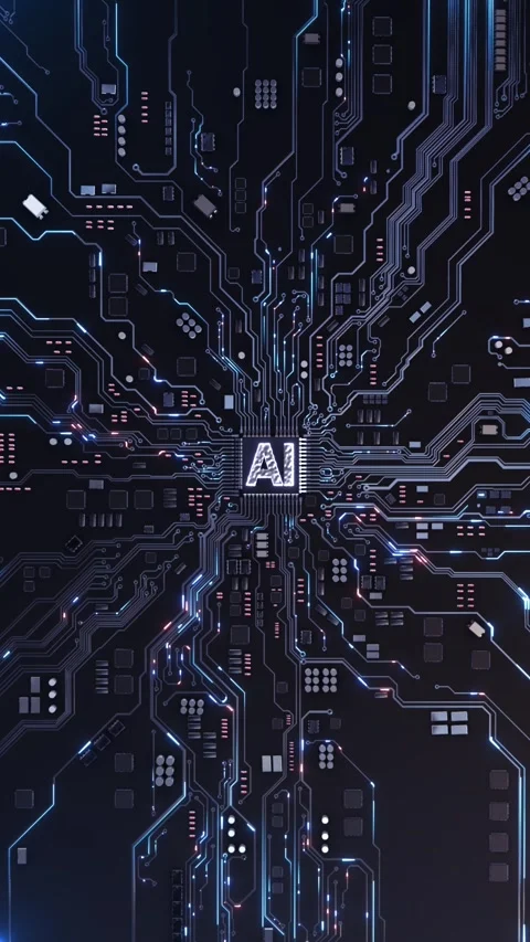 Circuit board background artificial. AI technology circuit board processor chip. 스톡 동영상 342787137