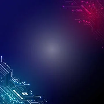 Circuit Board Background with Blue and Pink Tech Design Illustrazione stock