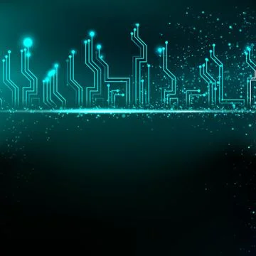 Circuit board background with blue electronics. 库存插图