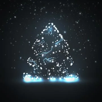 Circuit board background, christmas tree Stock Illustration