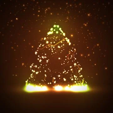 Circuit board background, christmas tree Illustrazione stock