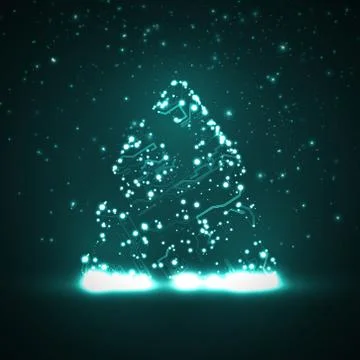 Circuit board background, christmas tree Illustrazione stock