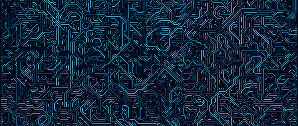 Circuit board background with glowing connected lines. High-tech digital patt Stock Illustration