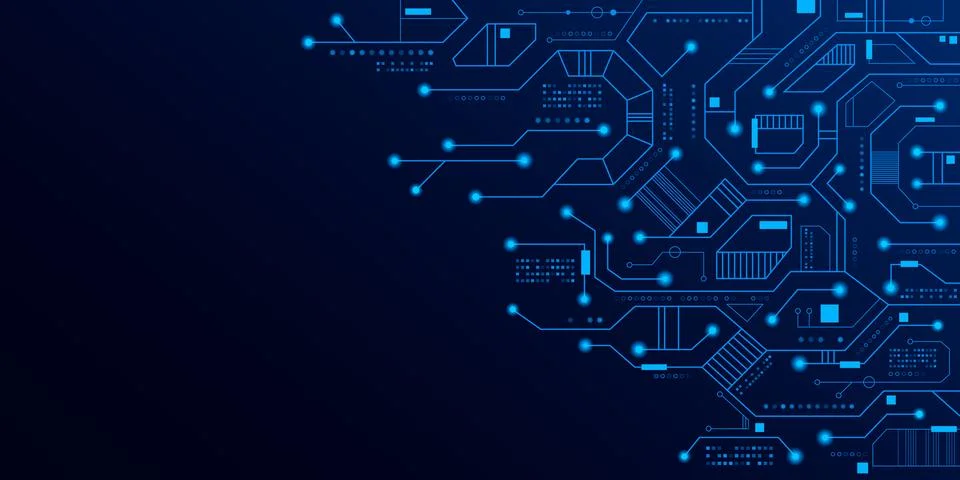 Circuit board background with glowing elements イラスト素材