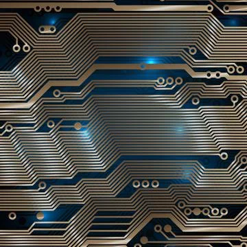 Circuit board background. Technology concept, dark background. Analog circuit Stock Illustration