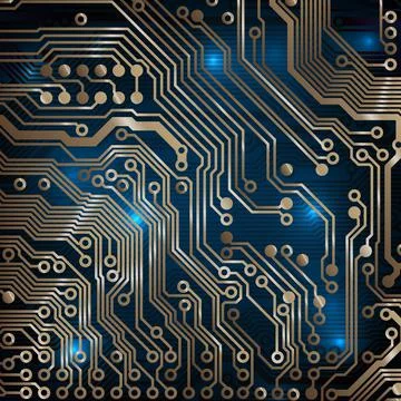 Circuit board background. Technology concept, dark background. Analog circuit Stock Illustration