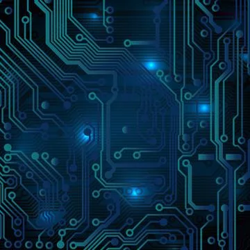 Circuit board background. Technology concept, dark background. Analog circuit Stock Illustration