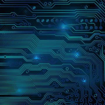 Circuit board background. Technology concept, dark background. Analog circuit Stock Illustration