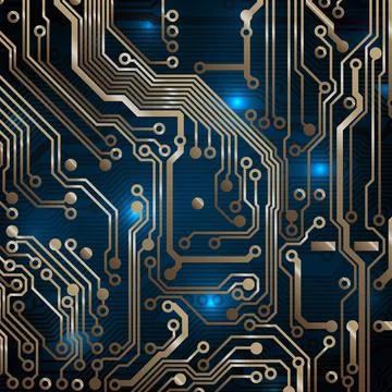 Circuit board background. Technology concept, dark background. Analog circuit Stock Illustration