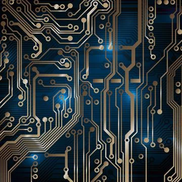 Circuit board background. Technology concept, dark background. Analog circuit Stock Illustration