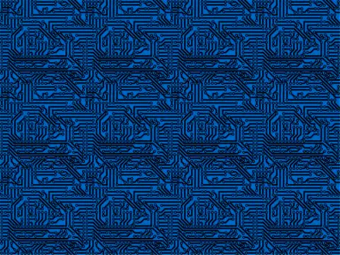 Circuit board on a blue background. Circuit board template with blank space. Stock Illustration