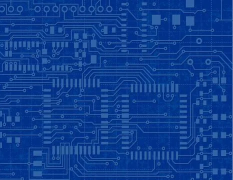 Circuit board on a blueprint background Иллюстрация