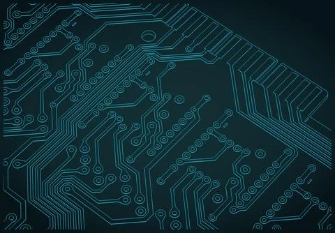 Circuit board blueprint close up Stock Illustration